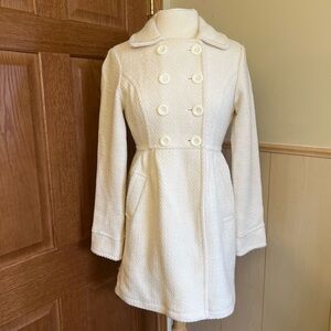 Studio Y Cream Tweed Wool Blend Peacoat